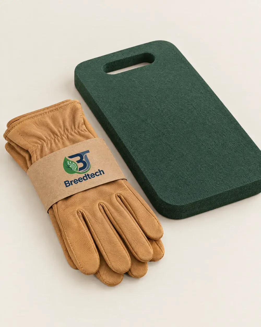 Leather Garden Gloves & Kneeler Set